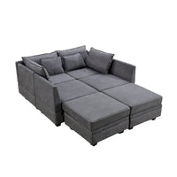 Canapé Sectionnel Modulable Moderne en Forme de U, Canapé-Lit Convertible avec Méridienne Réversible pour Salon, Assise de Rangement, 6 pièces