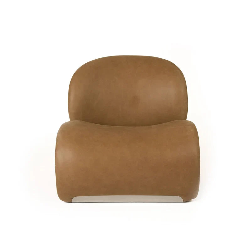 Fauteuil d'appoint moderne en cuir marron Modrest Donovan