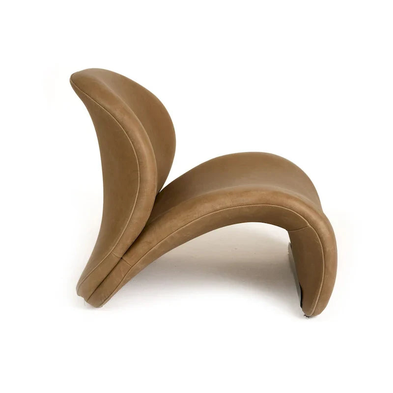Fauteuil d'appoint moderne en cuir marron Modrest Donovan