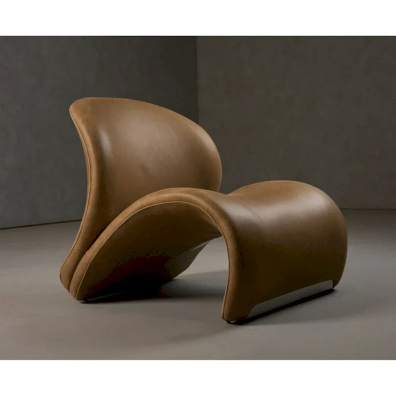 Fauteuil d'appoint moderne en cuir marron Modrest Donovan