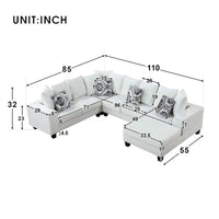 Canapé sectionnel moderne en forme de U, canapé d'angle en velours avec de nombreux coussins inclus