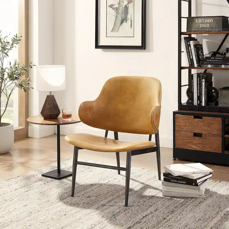 Fauteuil d'appoint Art Leon en cuir véritable