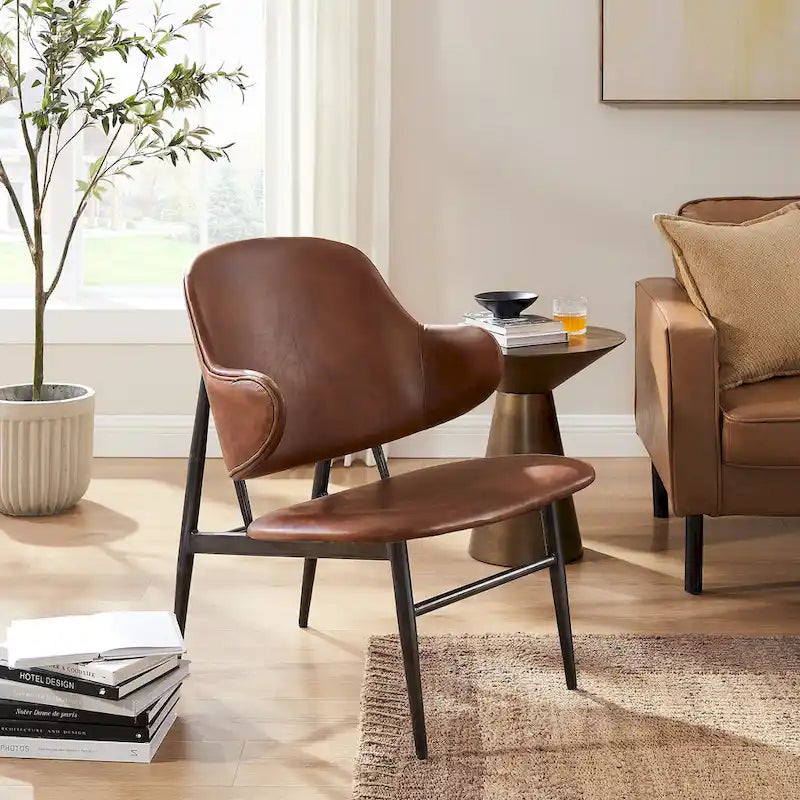 Fauteuil d'appoint Art Leon en cuir véritable