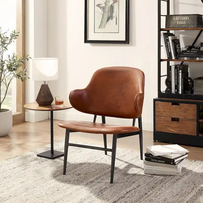 Fauteuil d'appoint Art Leon en cuir véritable