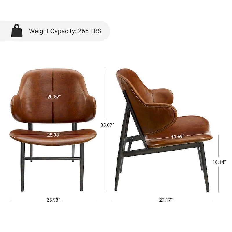 Fauteuil d'appoint Art Leon en cuir véritable