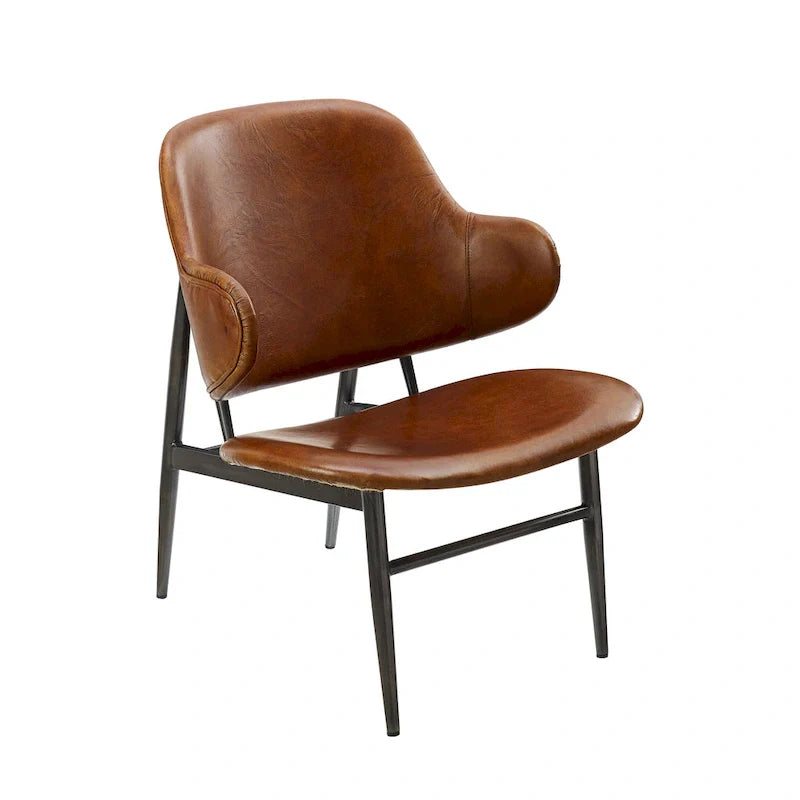 Fauteuil d'appoint Art Leon en cuir véritable
