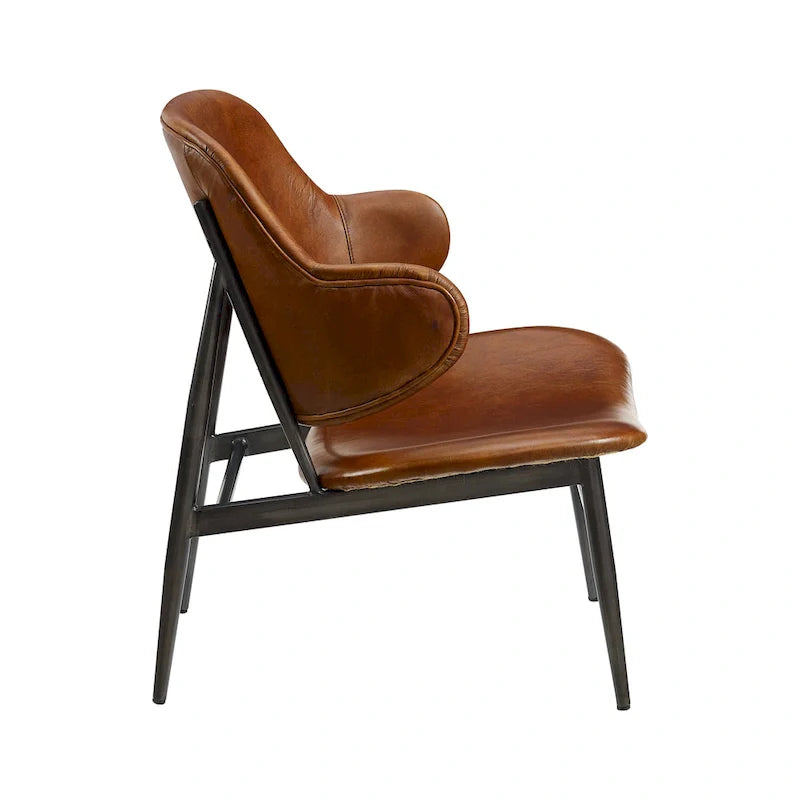 Fauteuil d'appoint Art Leon en cuir véritable