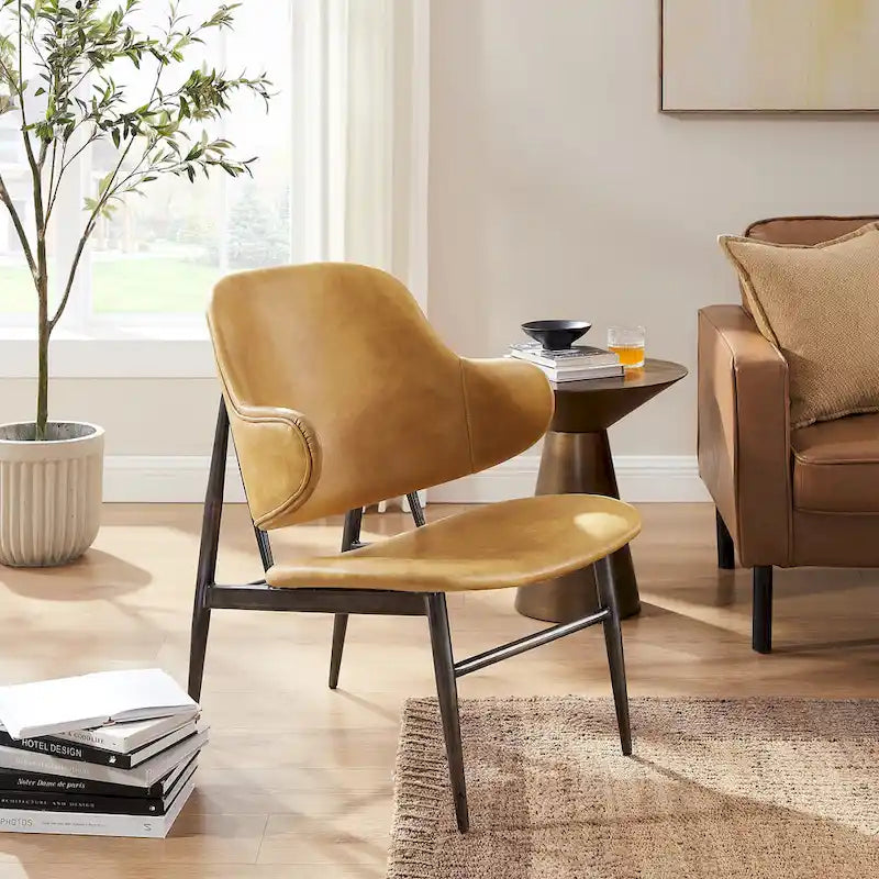 Fauteuil d'appoint Art Leon en cuir véritable