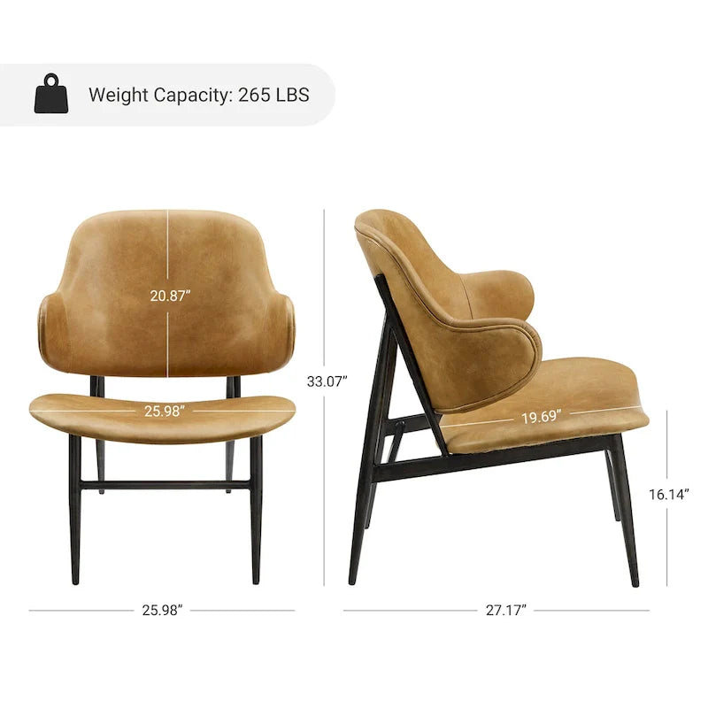 Fauteuil d'appoint Art Leon en cuir véritable