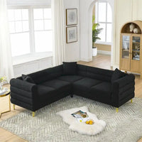 Canapé sectionnel d'angle surdimensionné en L 5 places 81.5 pouces avec 3 coussins