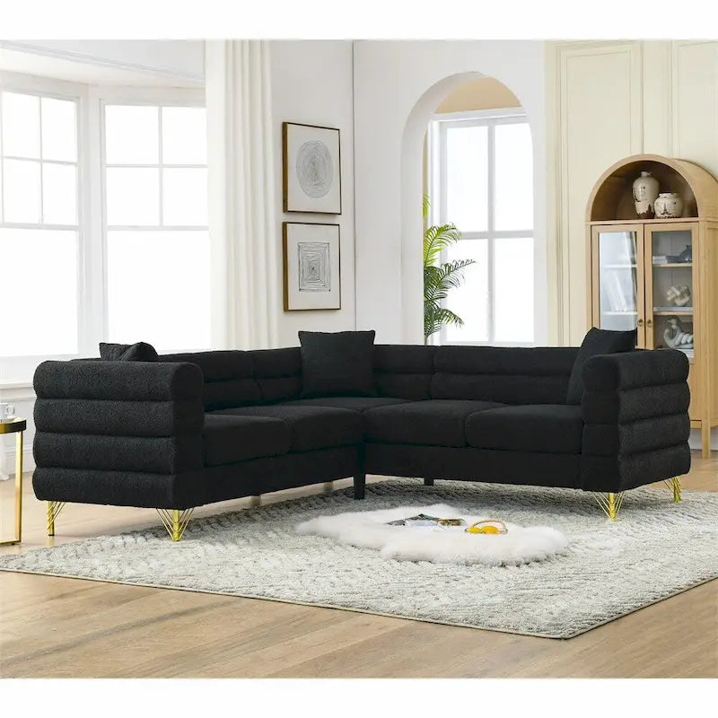 Canapé sectionnel d'angle surdimensionné en L 5 places 81.5 pouces avec 3 coussins