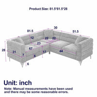 Canapé sectionnel d'angle surdimensionné en L 5 places 81.5 pouces avec 3 coussins