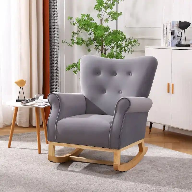 Fauteuil à bascule, Fauteuil d'appoint rembourré pour chambre de bébé, salon, petit fauteuil à bascule contemporain, fauteuil à accoudoirs rembourré pour enfants