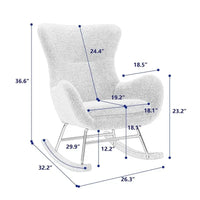 Fauteuil à bascule Teddy en tissu rembourré