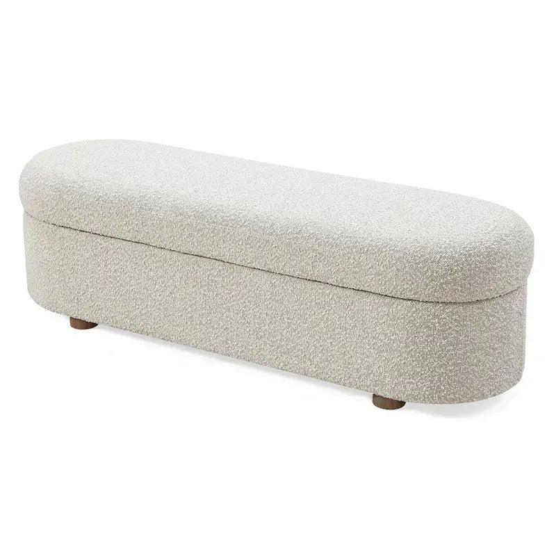 Banc de rangement à charnières rembourré Kiki en bouclette Cotton Ball - 16 x 54 x 20