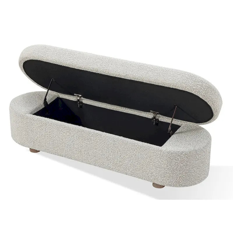 Banc de rangement à charnières rembourré Kiki en bouclette Cotton Ball - 16 x 54 x 20