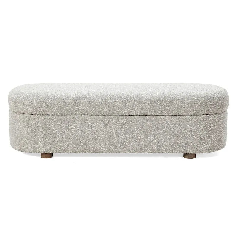 Banc de rangement à charnières rembourré Kiki en bouclette Cotton Ball - 16 x 54 x 20
