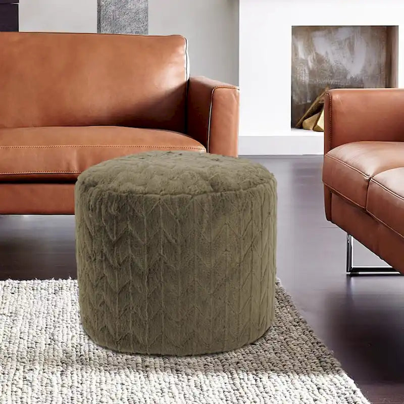 Allan Andrews Pouf haut Angora Mousse