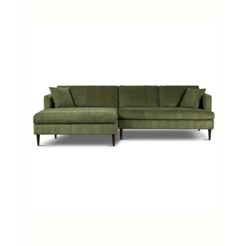 Canapé d'angle Lucerne Poly & Bark avec méridienne extra-large en velours vieilli vert