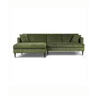 Canapé d'angle Lucerne Poly & Bark avec méridienne extra-large en velours vieilli vert