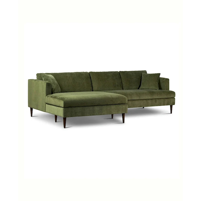 Canapé d'angle Lucerne Poly & Bark avec méridienne extra-large en velours vieilli vert