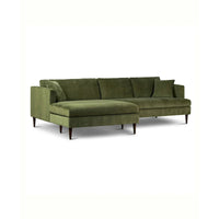 Canapé d'angle Lucerne Poly & Bark avec méridienne extra-large en velours vieilli vert