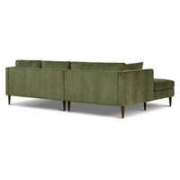 Canapé d'angle Lucerne Poly & Bark avec méridienne extra-large en velours vieilli vert