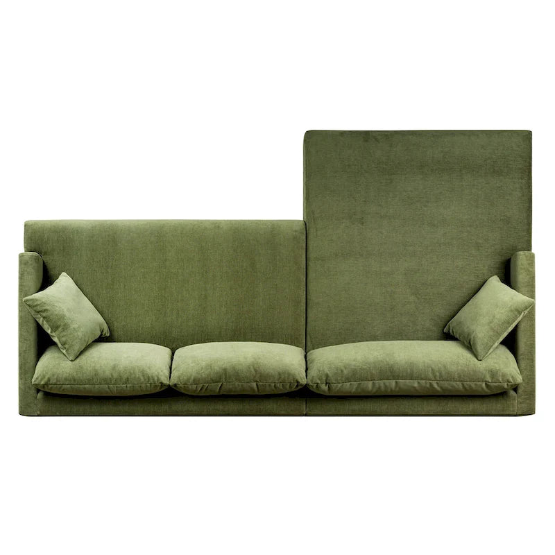 Canapé d'angle Lucerne Poly & Bark avec méridienne extra-large en velours vieilli vert