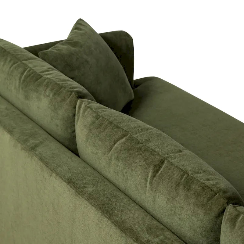 Canapé d'angle Lucerne Poly & Bark avec méridienne extra-large en velours vieilli vert