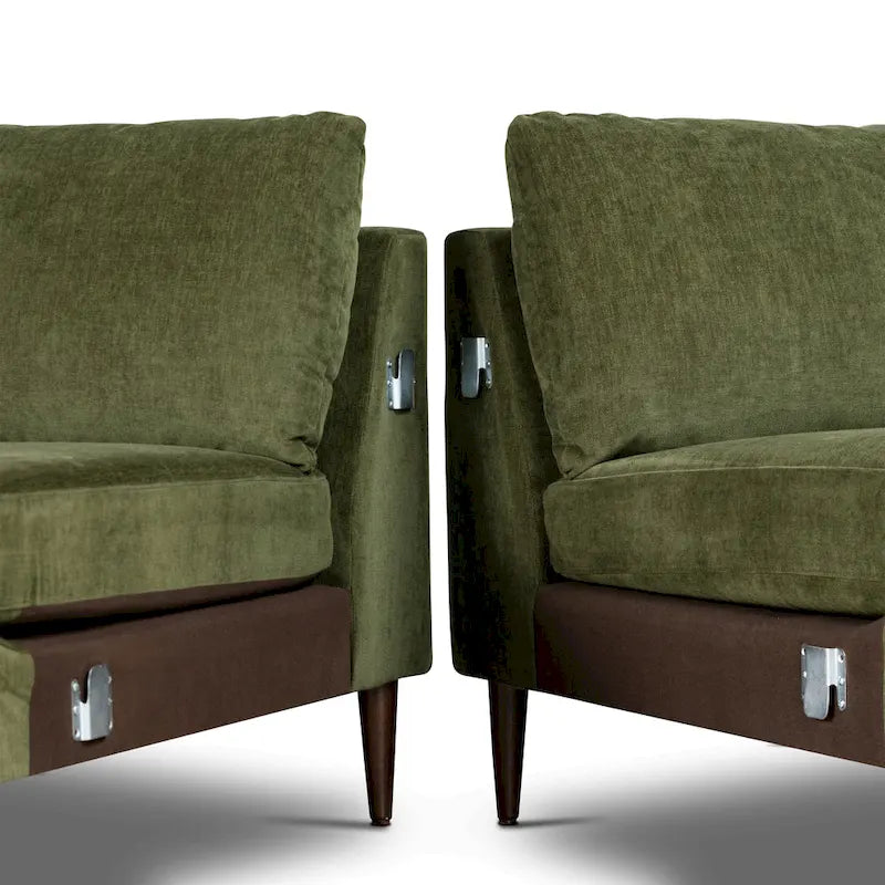 Canapé d'angle Lucerne Poly & Bark avec méridienne extra-large en velours vieilli vert