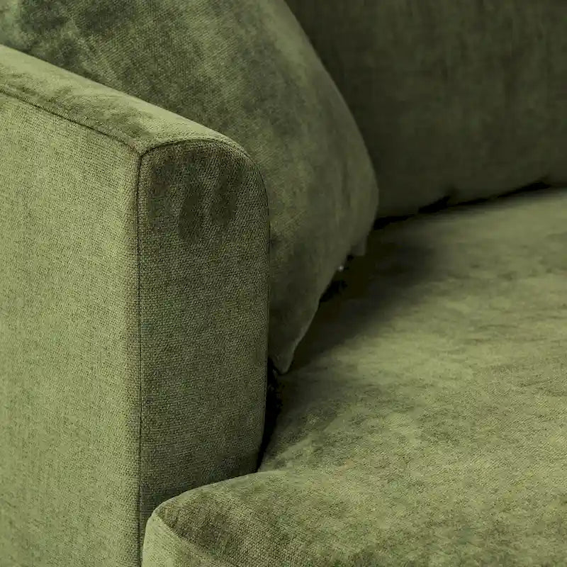 Canapé d'angle Lucerne Poly & Bark avec méridienne extra-large en velours vieilli vert