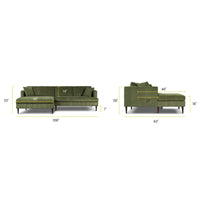 Canapé d'angle Lucerne Poly & Bark avec méridienne extra-large en velours vieilli vert
