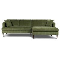 Canapé d'angle Lucerne Poly & Bark avec méridienne extra-large en velours vieilli vert