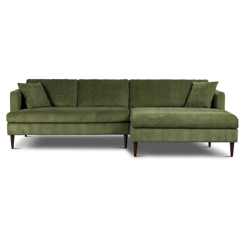Canapé d'angle Lucerne Poly & Bark avec méridienne extra-large en velours vieilli vert