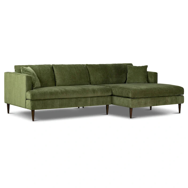 Canapé d'angle Lucerne Poly & Bark avec méridienne extra-large en velours vieilli vert