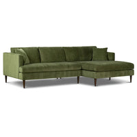 Canapé d'angle Lucerne Poly & Bark avec méridienne extra-large en velours vieilli vert