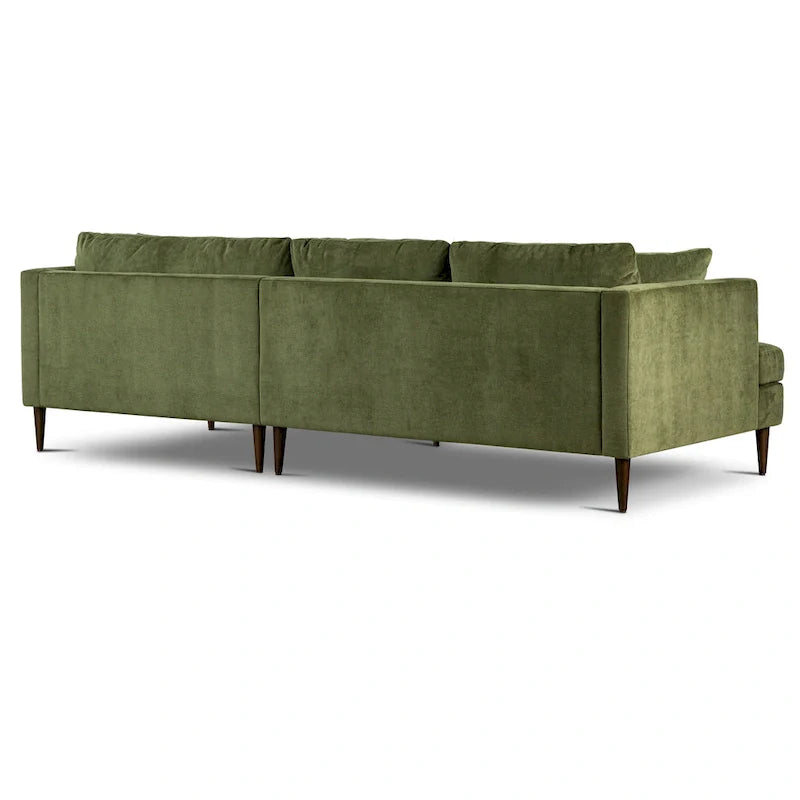 Canapé d'angle Lucerne Poly & Bark avec méridienne extra-large en velours vieilli vert