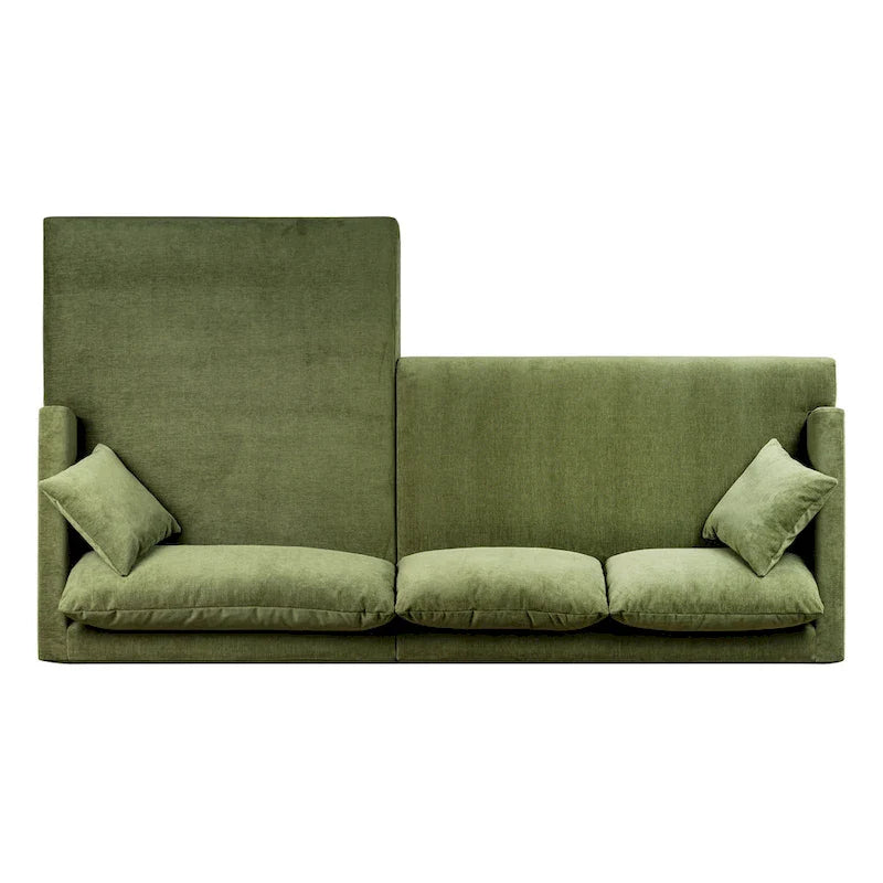 Canapé d'angle Lucerne Poly & Bark avec méridienne extra-large en velours vieilli vert