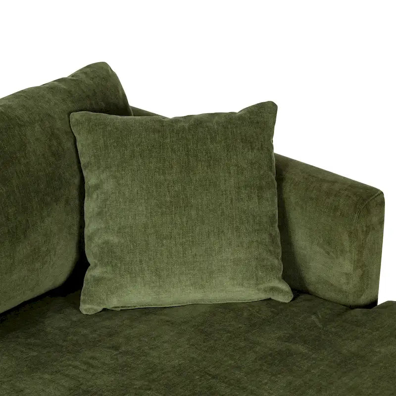 Canapé d'angle Lucerne Poly & Bark avec méridienne extra-large en velours vieilli vert