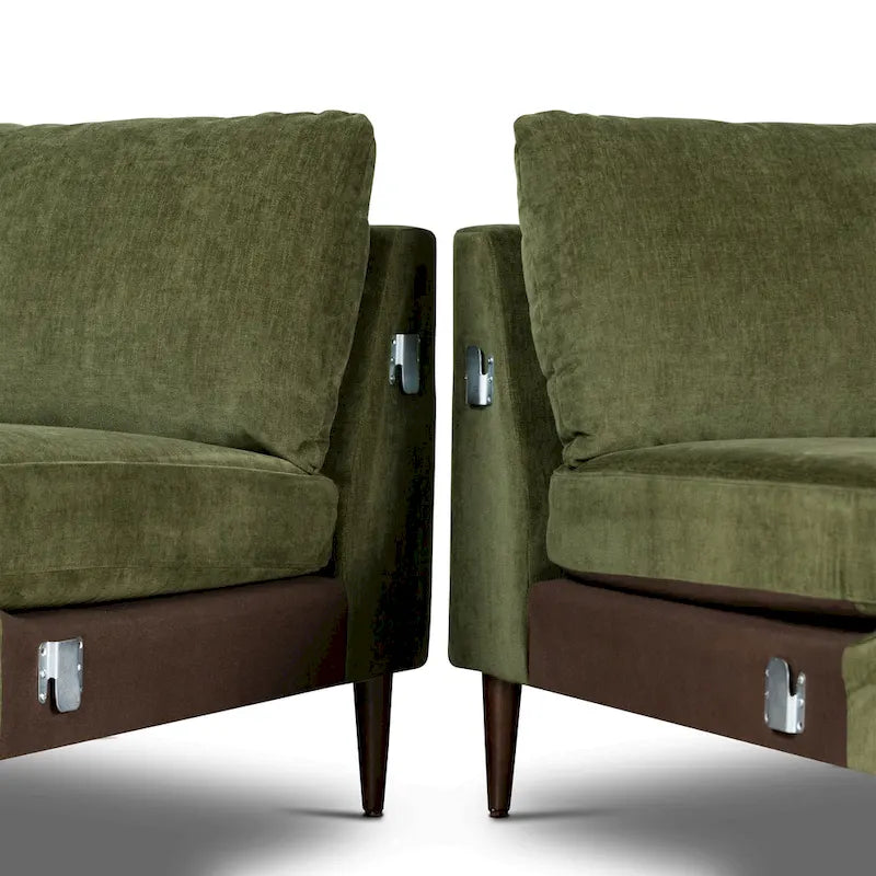 Canapé d'angle Lucerne Poly & Bark avec méridienne extra-large en velours vieilli vert