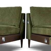 Canapé d'angle Lucerne Poly & Bark avec méridienne extra-large en velours vieilli vert