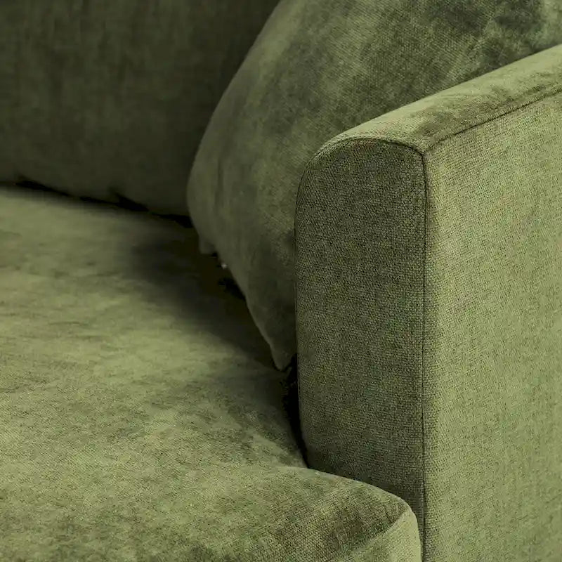 Canapé d'angle Lucerne Poly & Bark avec méridienne extra-large en velours vieilli vert