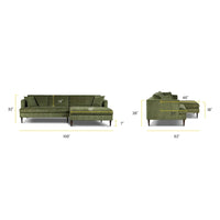 Canapé d'angle Lucerne Poly & Bark avec méridienne extra-large en velours vieilli vert