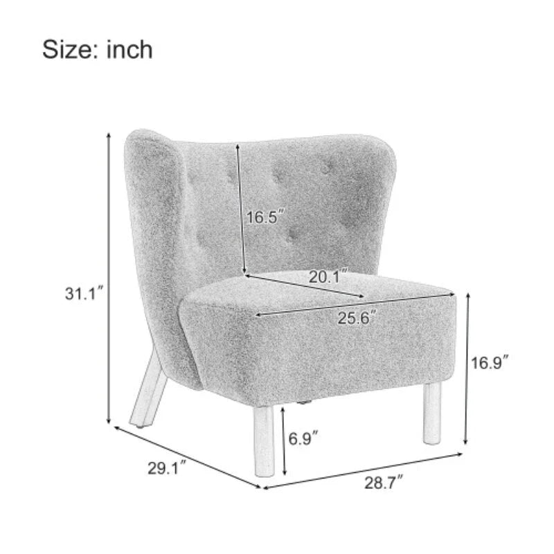 Fauteuil sans accoudoirs rembourré, canapé simple, chaise de lecture moderne pour salon, chambre à coucher