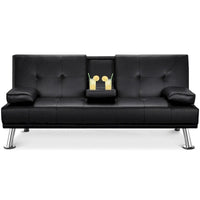 Canapé-lit futon inclinable moderne Yaheetech en simili-cuir