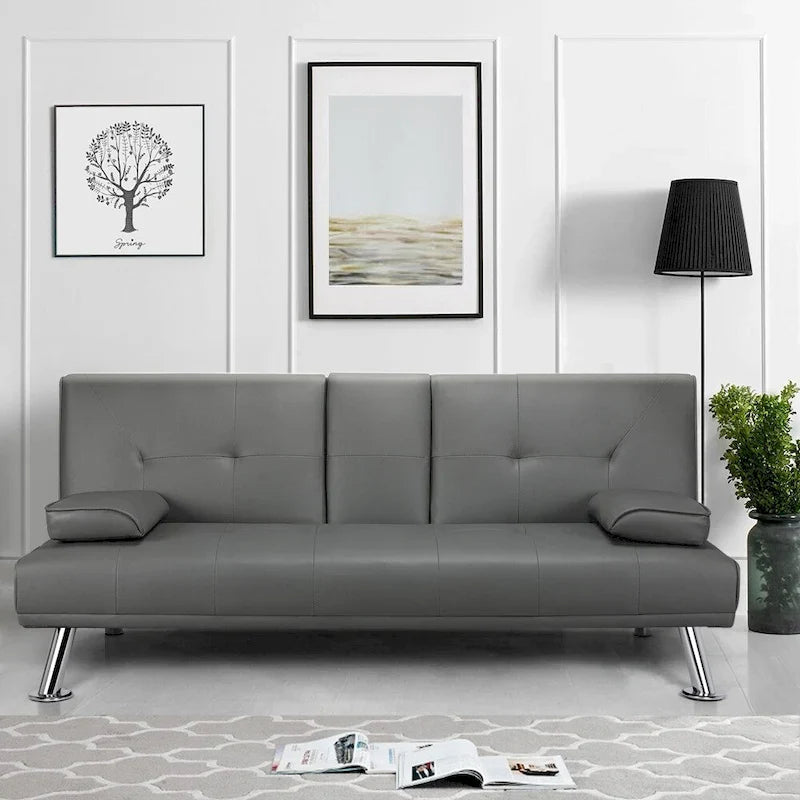 Canapé-lit futon inclinable moderne Yaheetech en simili-cuir