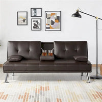 Canapé-lit futon inclinable moderne Yaheetech en simili-cuir