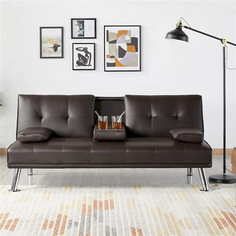 Canapé-lit futon inclinable moderne Yaheetech en simili-cuir