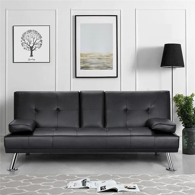 Canapé-lit futon inclinable moderne Yaheetech en simili-cuir