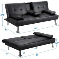 Canapé-lit futon inclinable moderne Yaheetech en simili-cuir